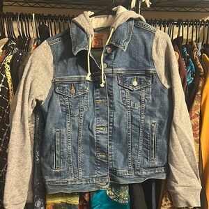 Levi's Blue Denim Jacket with Gray Sleeves